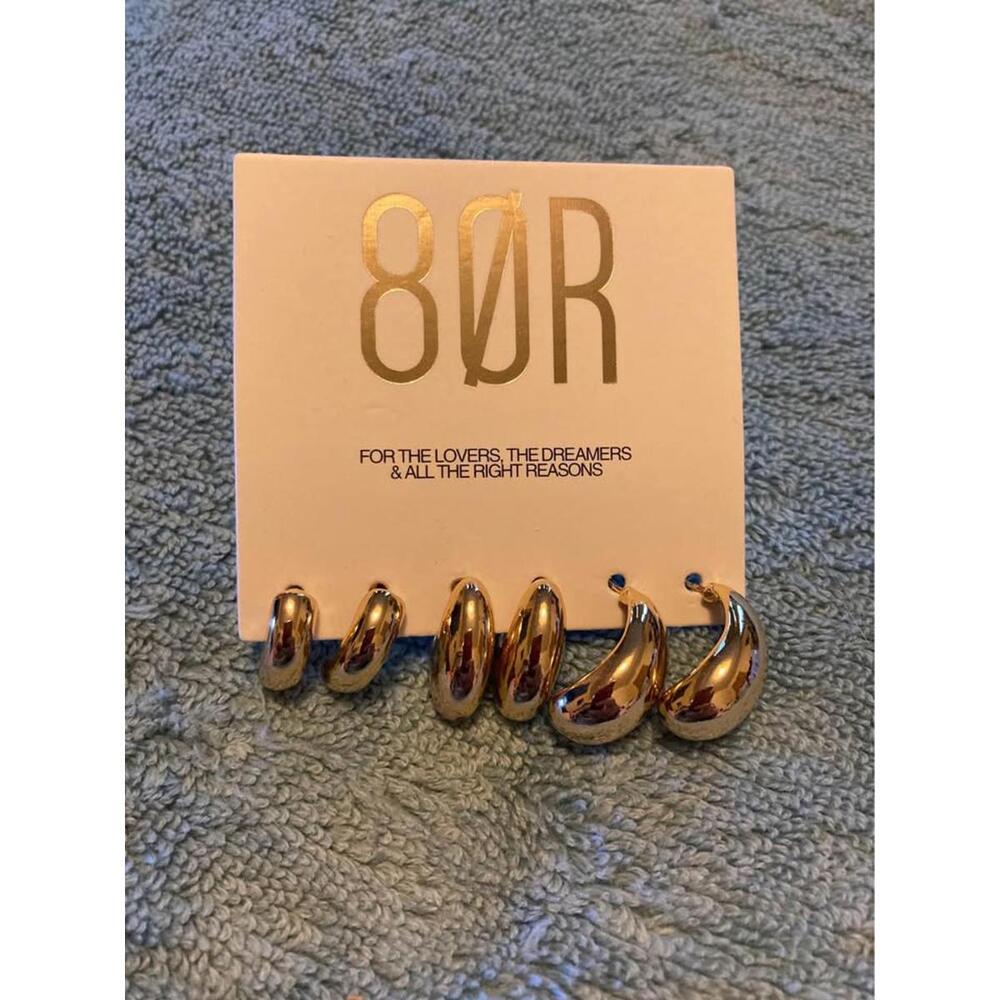 8 Other Reasons 18kt Gold Plated Half Moon Post Back Earrings Set